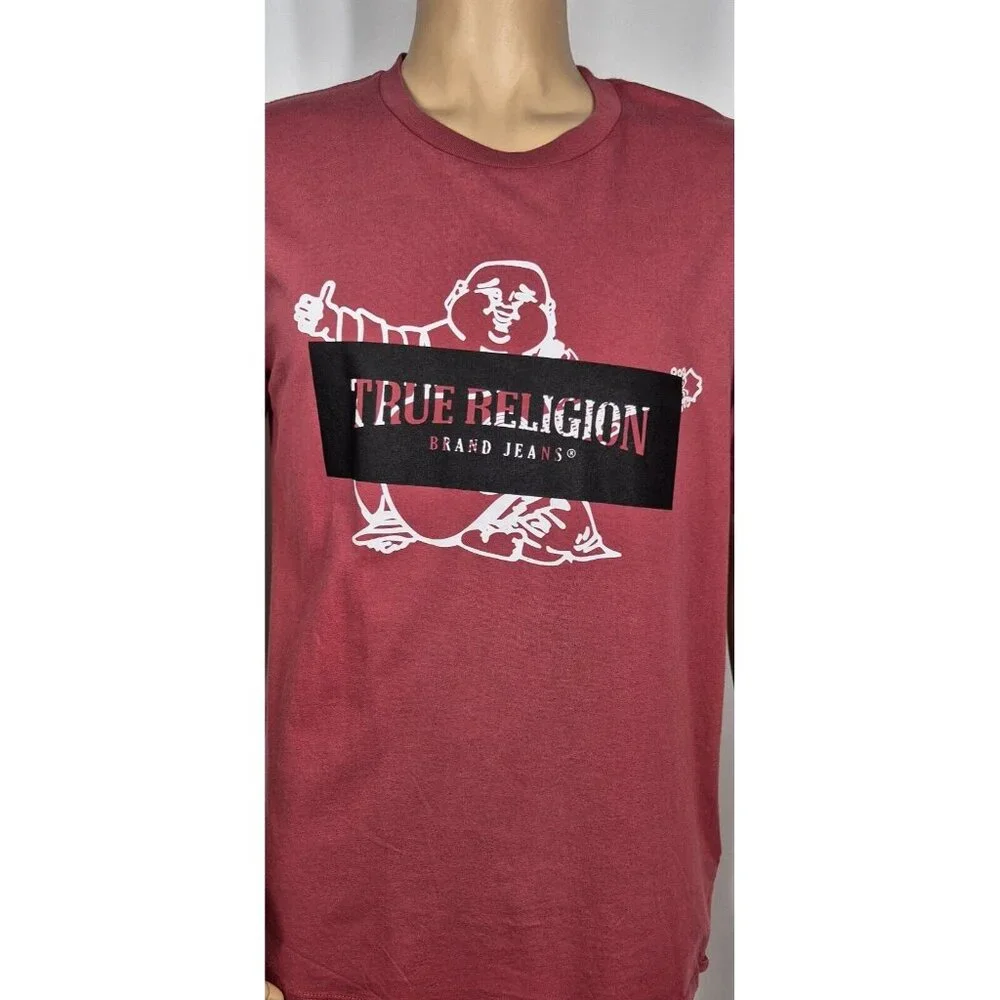 True Religion Brand Jeans T-Shirt Men's Size L Crew Neck Buddha Red (45)